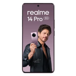 realme 14 Pro 5G en color gris titanio, vista frontal con diseño moderno