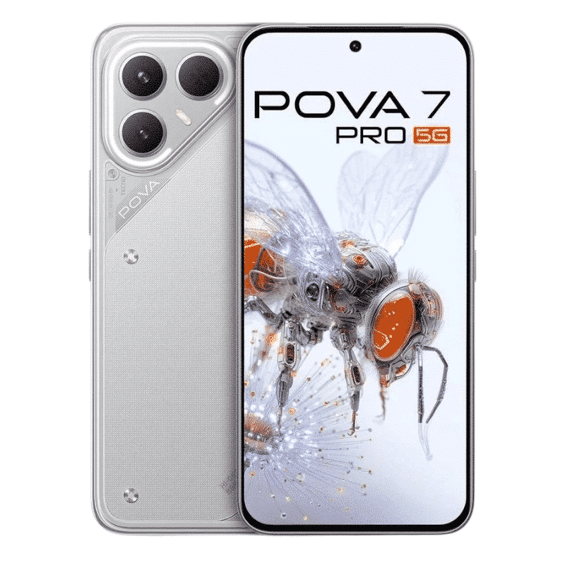 ecno Pova 7 Pro 5G color Dynamic Grey vista frontal y trasera