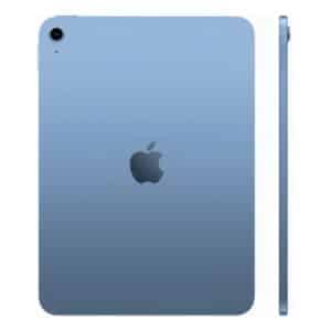 Vista trasera del iPad 11ª generación en color azul con acabado de aluminio y cámara única