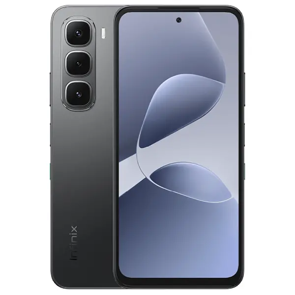 Infinix Hot 60i color negro elegante con acabado brillante y diseño moderno.