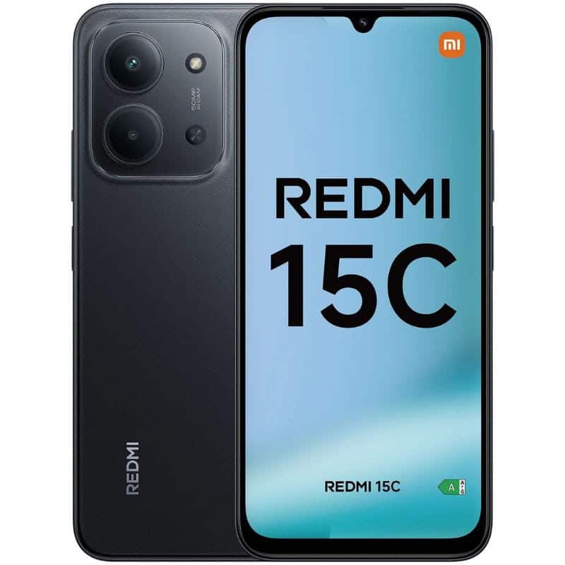 Xiaomi Redmi 15C color Negro Ocaso vista frontal y trasera