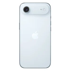 Vista trasera del iPhone 17 Air en color azul, con cámara de 48 MP