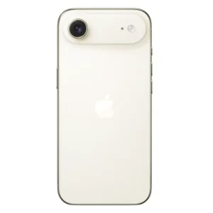 Vista trasera del iPhone 17 Air en color dorado, con cuerpo ultradelgado de vidrio