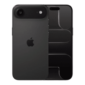 Vista frontal y trasera del iPhone 17 Air en color negro, diseño ultradelgado y elegante