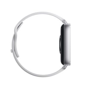 Xiaomi Redmi Watch 5 Active vista lateral derecha color plata mostrando el pulso
